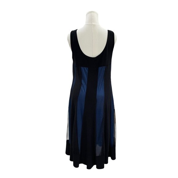 R M Richards Black Blue Sleeveless Fit Flare Midi Dress SZ 14 Elegant Wedding - Picture 8 of 9